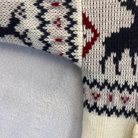 Scandia Woods Full Zip Cardigan Sweater Mens Large L Nordic Deer Knit White VTG - Picture 9 of 11